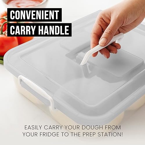 Miniatura 3 de Chef Pomodoro Caja a prueba de masa de pizza, 14 x 11 pulgadas, contenedor de masa de pizza, se adapta a 4-6 bolas de masa, bandeja para masa de