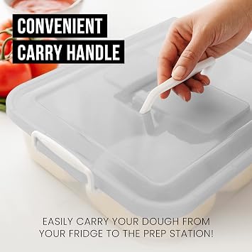 Chef Pomodoro Dough Proofing Box, 14 x 11-Inch, Fit 4-6 Dough Balls, Household Pizza Dough Tray Kit (Grey) (CP-DB)