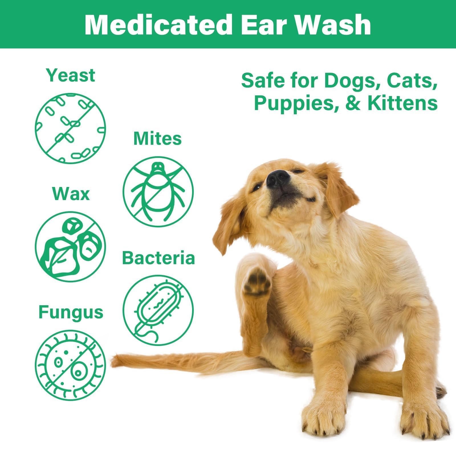 Ear Cleaner for Dogs and Cats with Flexible Long Tube- Ear Infection Treatment, Deep Canal Solution for Ear Mites, Infections, Itch, Wax & Smell, Safe Aloe Vera Formula, 4 oz - image 3