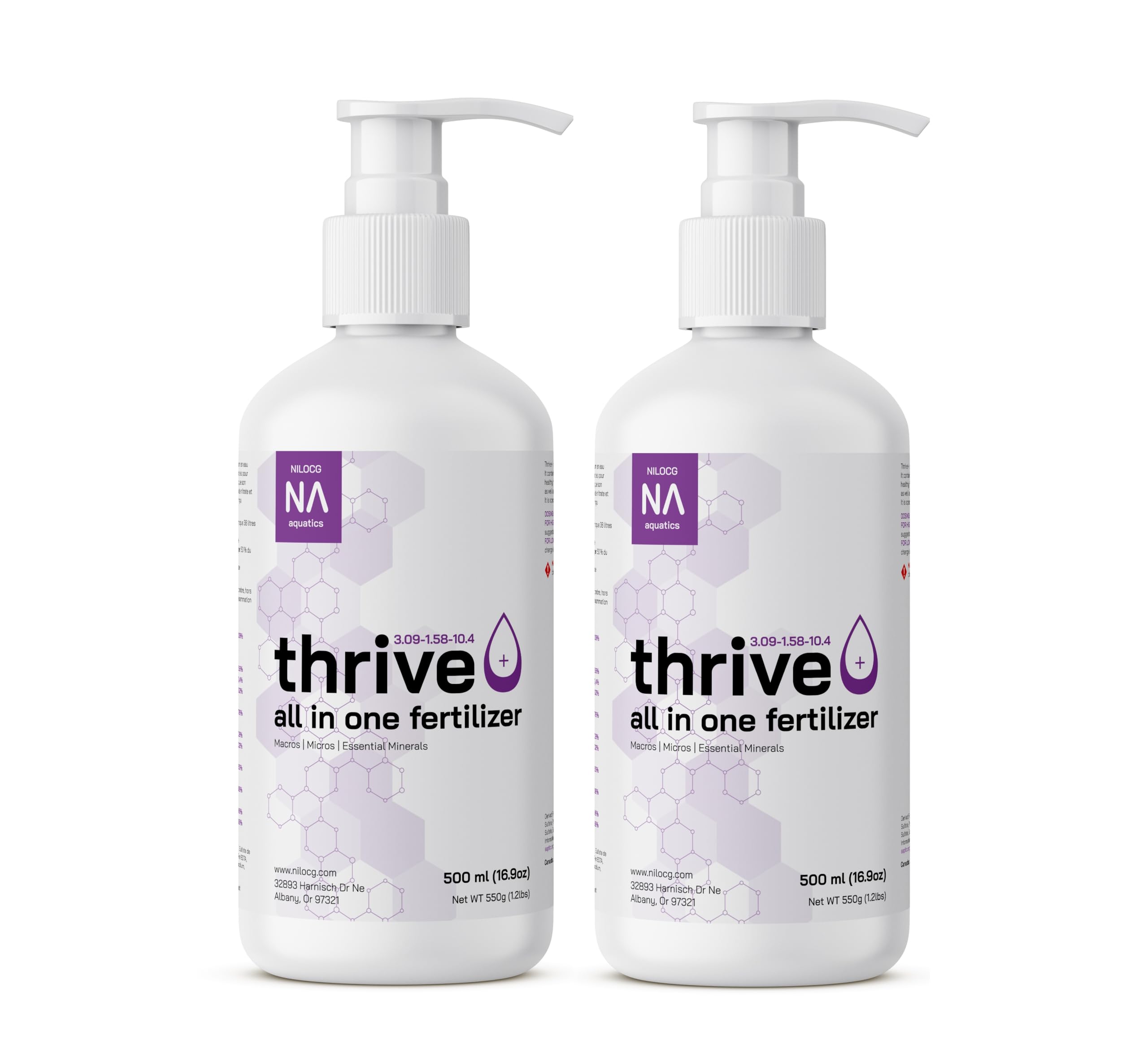 Thrive+ All in One Liquid Aquarium Fertilizer – Two (2) 500ml Highly Concentrated Solution – Nutrient-Rich Aquatic Plant Food – Convenient Usage – Effective Results