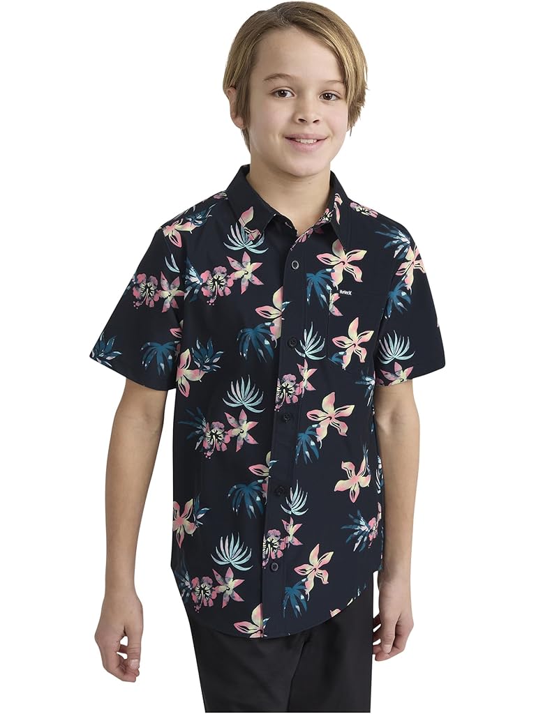 Black Hurley Printed Button-Down Shirt (Big Kid)