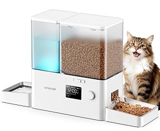 oneisall Automatic Cat Feeder and Water Dispenser, 36Cups/8.5L | 2-in-1 Auto Cat Feeder&Gravity Water Dispenser, Large Capacity, Timed Cat Feeder for Dry Food, for Indoor Cats, Kittens, Pets - Amazon product rated Grade A