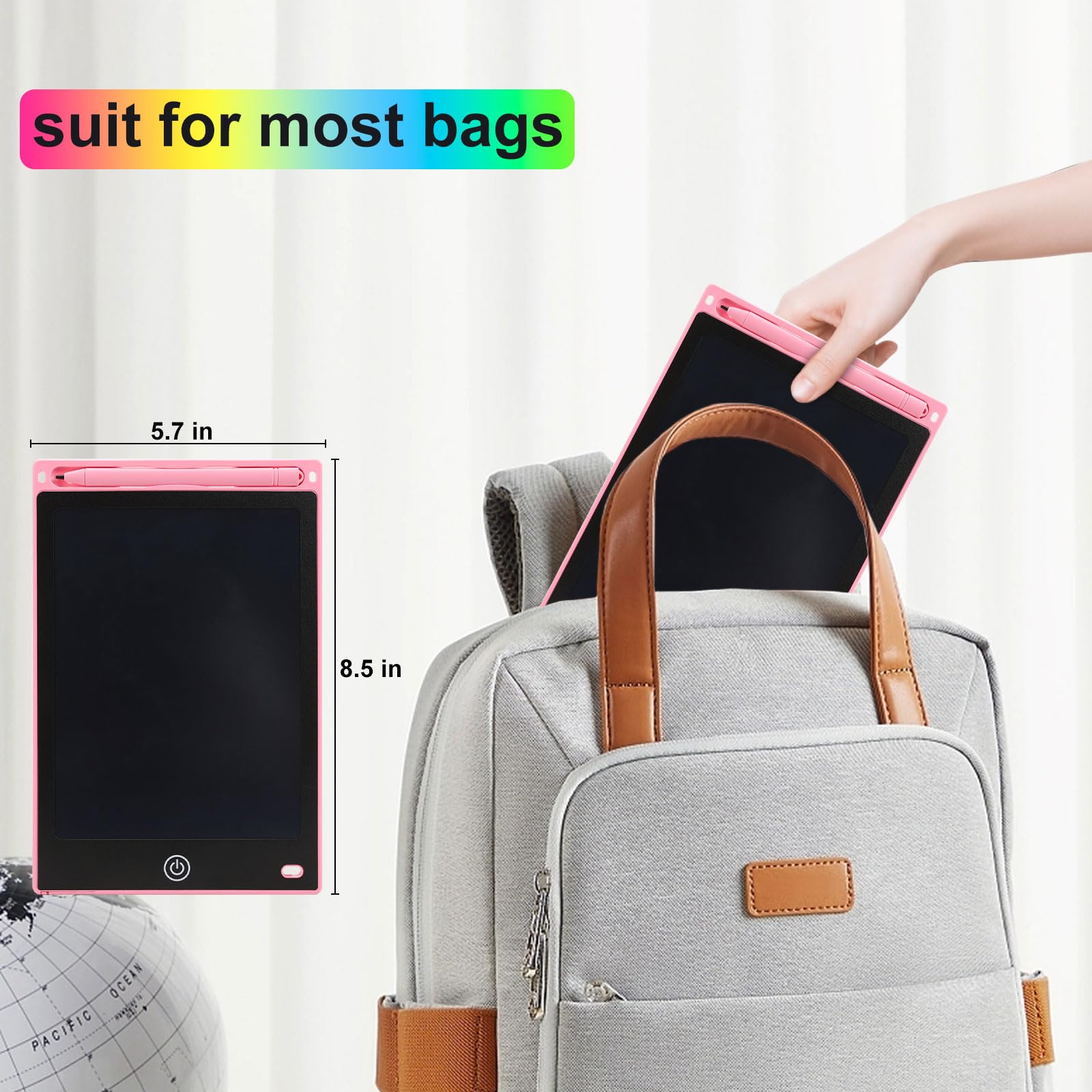 2 Pack LCD Magnet whiteboard for Fridge 10 inch Small Magnetic Board,Reusable Reminder Board,one-Click cleanup,Wipe-Free,for Kids, Students, Fridge, Locker, (10 in Blue+ 10 in Pink)