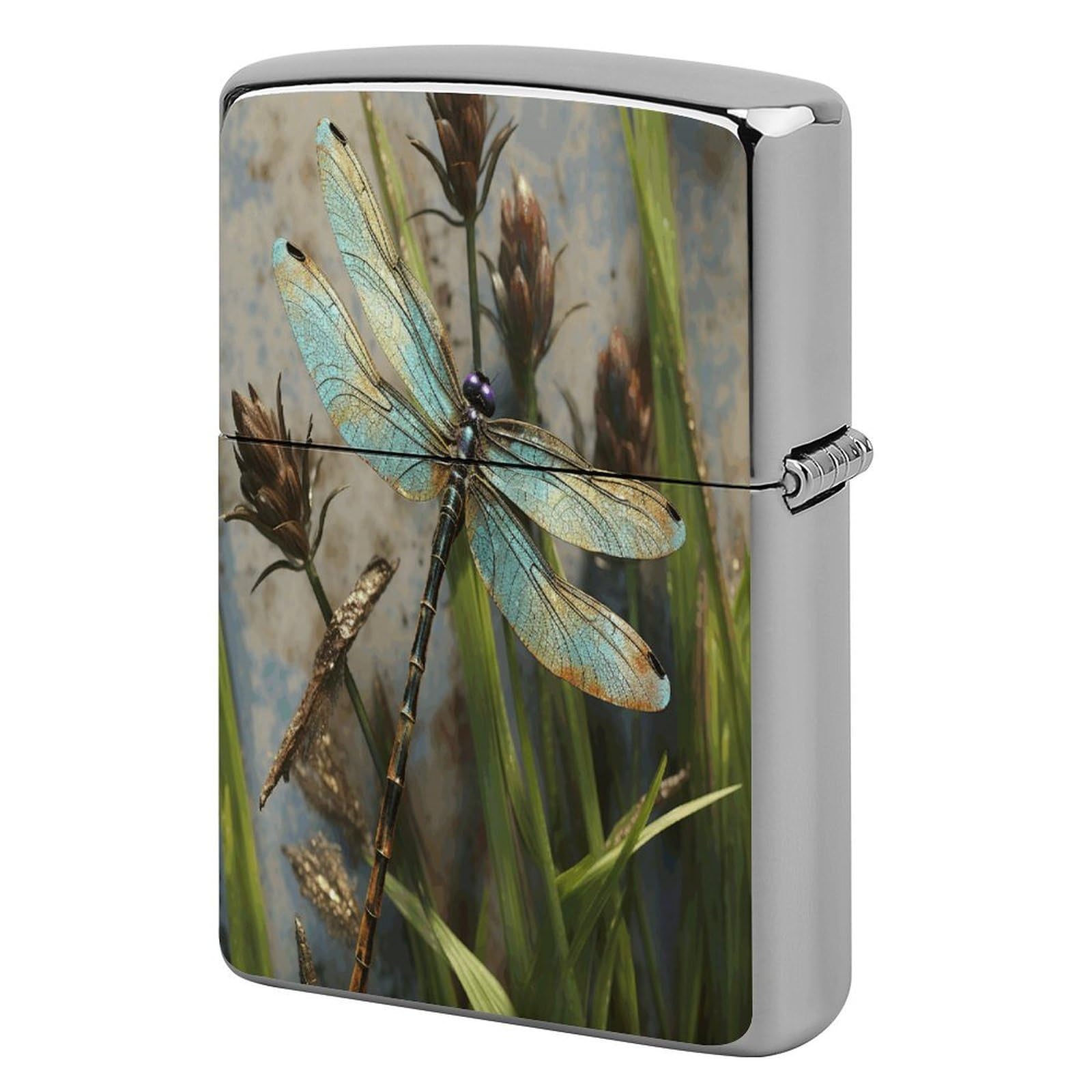 Btcowzrv Style Dancing Dragonfly Metal Lighter Case Sleeve Cover Holder