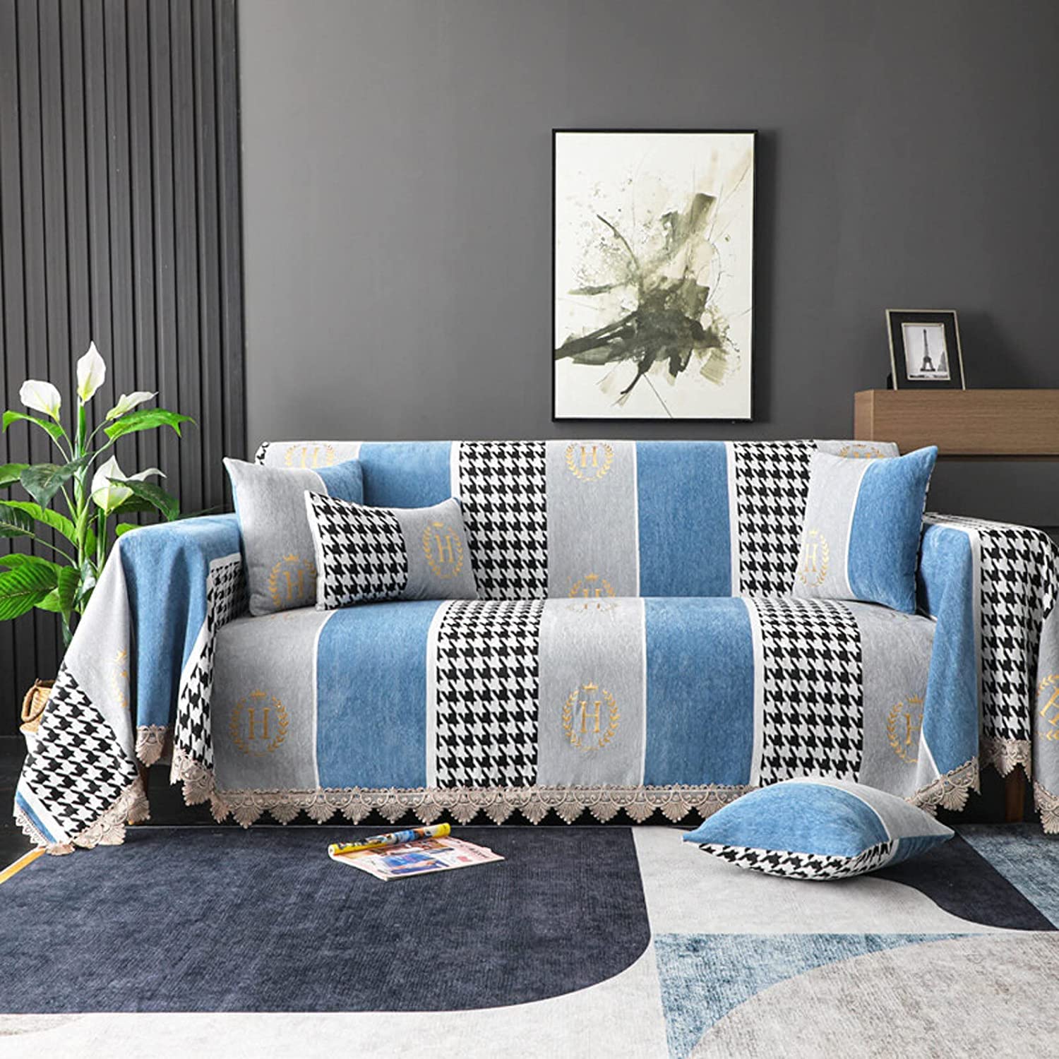 MGEMJMJ Sofa Throw Cover Jacquard Couch Throw Cover Throw Blanket Decorative Couch Furniture Pet Protector Throws Multi-size(Size:180x180cm(71x71inch),Color:A)