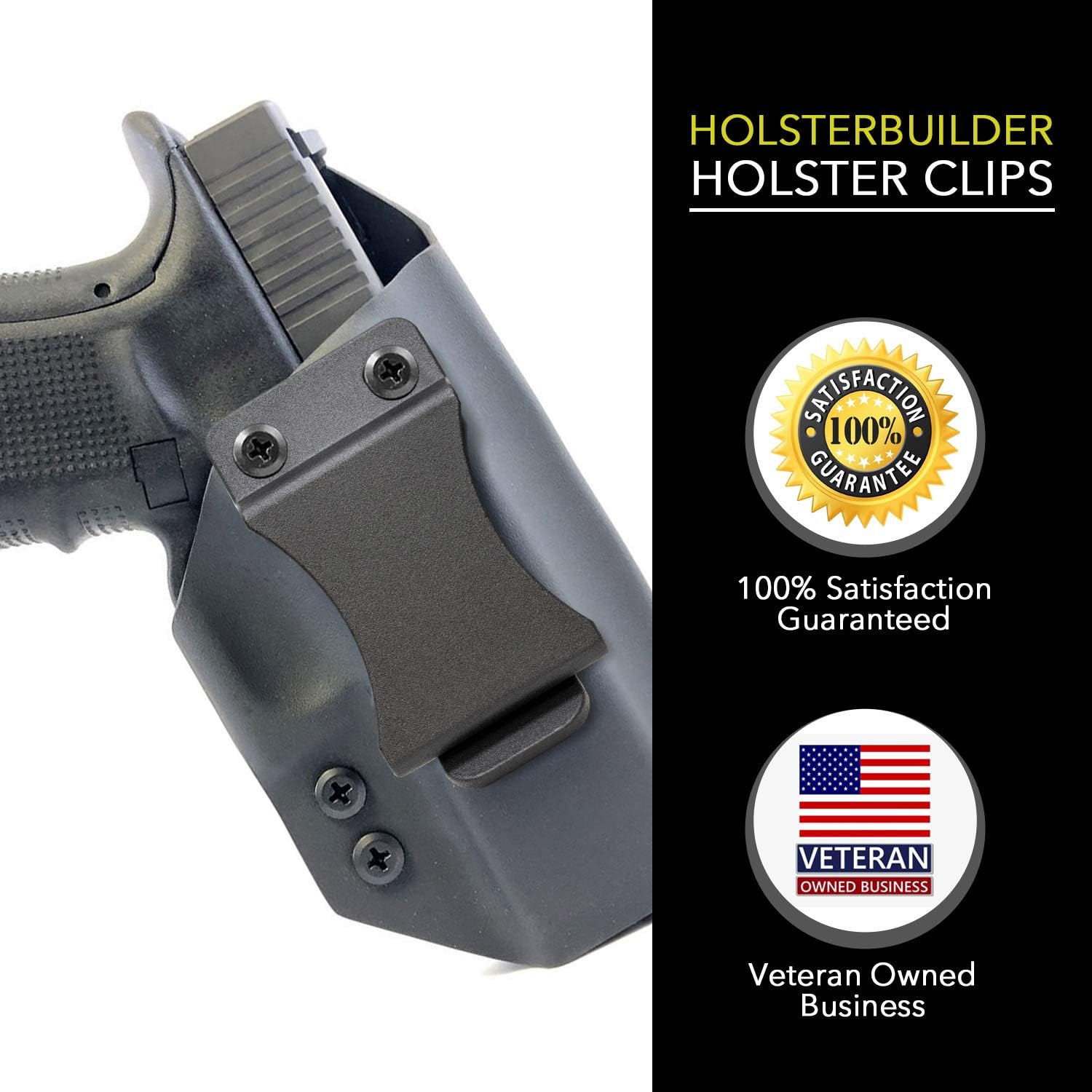 HolsterBuilder Holster Clip - Tuckable Kydex Belt Clip for Inside The Waist Band(IWB) Gun Holsters & Knife Sheath- Adjustable Cantt, High-Grade Material - Fold Over Quick Clips with Mounting Hardware : Sports & Outdoors