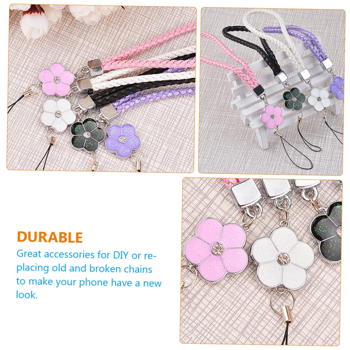 Operitacx Cuerda Antipérdida Para Teléfono Móvil Lanyard De Pu Elegantes Para Llaveros Y Decoración De Bolsos 4 Piezas X 5