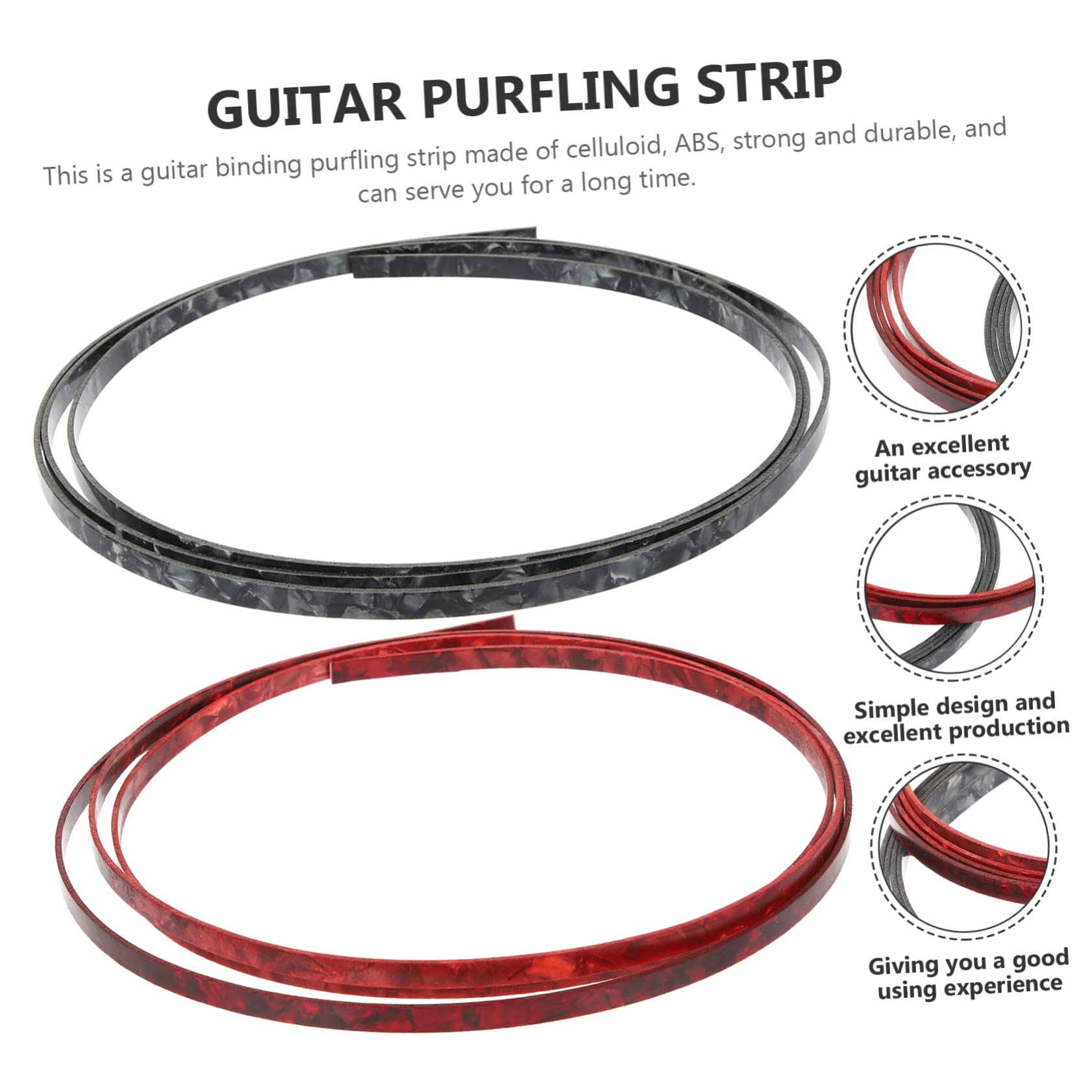 VANZACK 2pcs Guitar Binding Purfling Strip Strong Durable Plastic Decorative Strip for Guitar