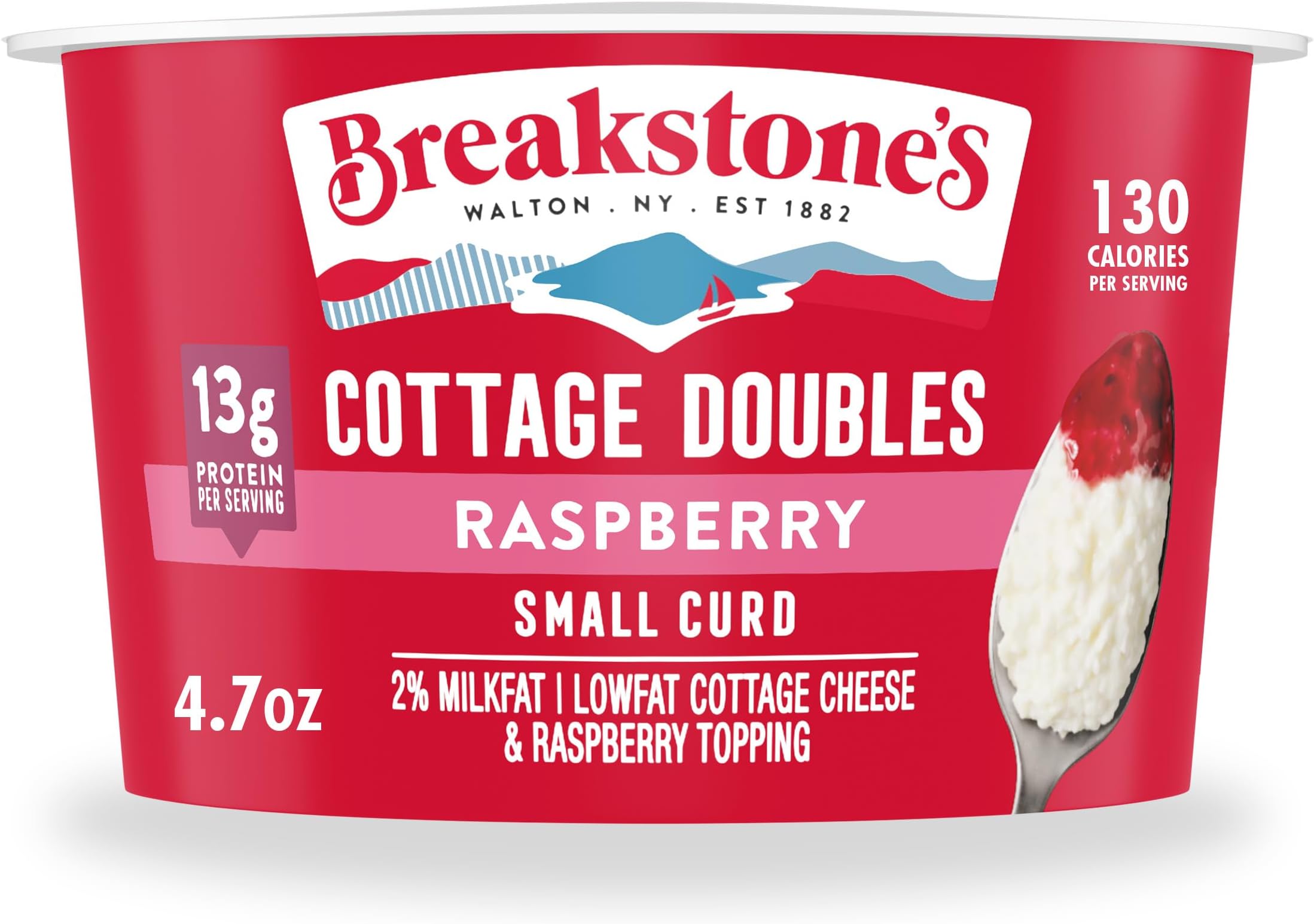 Breakstone's Cottage Doubles Lowfat Cottage Cheese & Raspberry Topping with 2% Milkfat, 4.7 oz Cup
