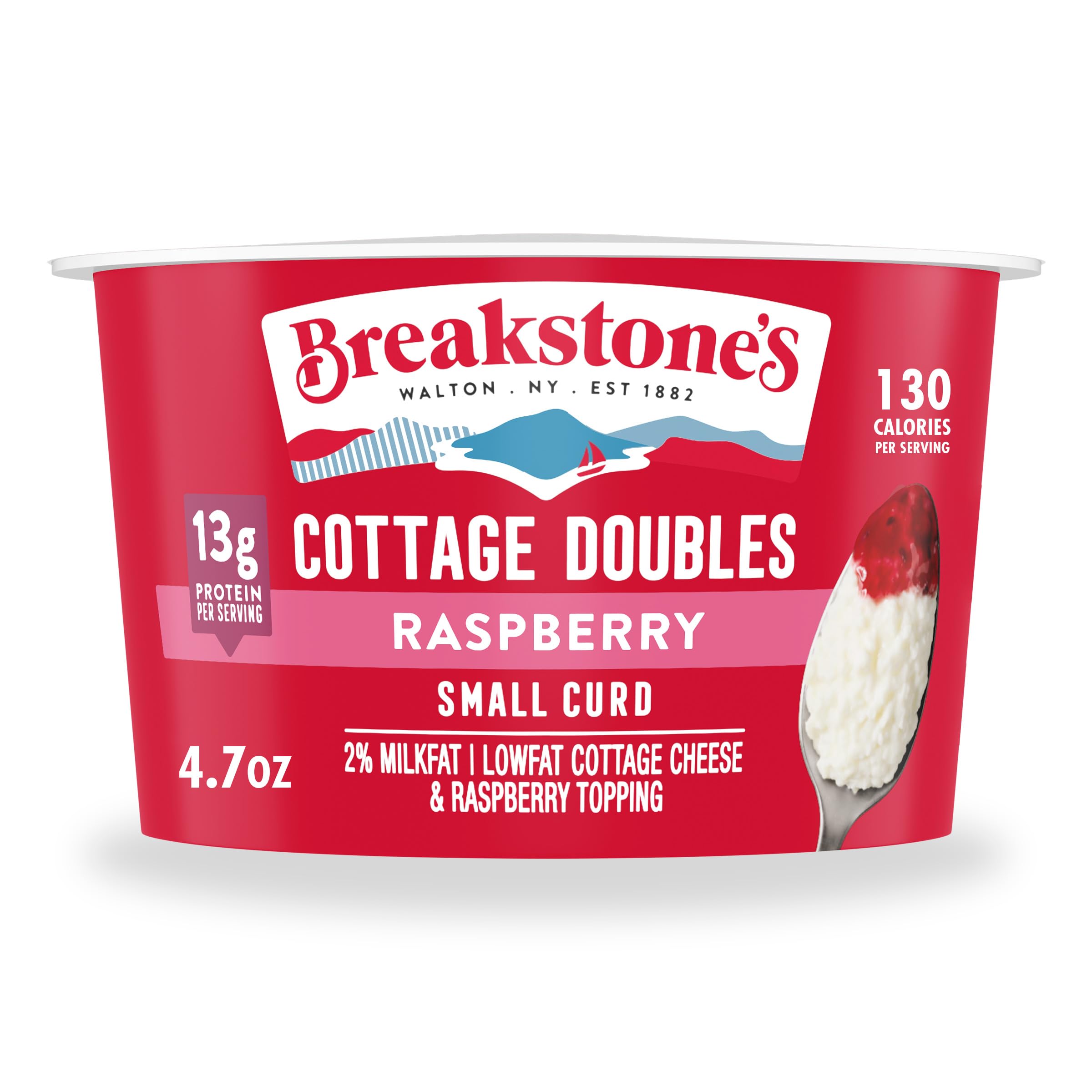 Cottage Doubles Lowfat Cottage Cheese & Raspberry Topping with 2% Milkfat, 4.7 oz Cup
