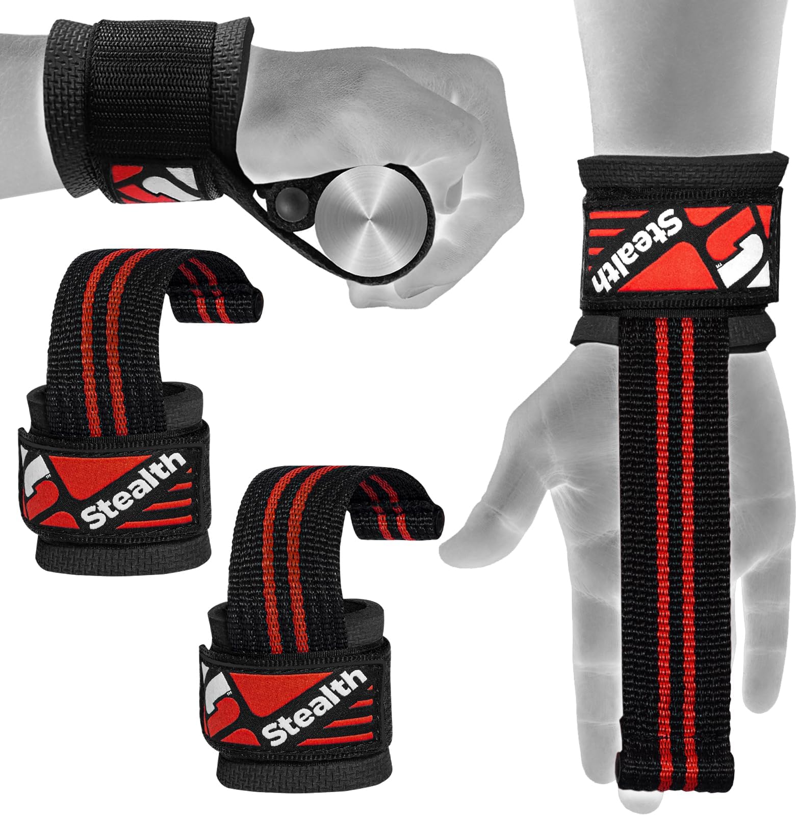 Stealth Sports Weight Lifting Wrist Straps with Dowel – Professional Deadlift Straps for Weightlifting Training Bodybuilding Fitness – Gym Exercise Straps Power Lifting Straps