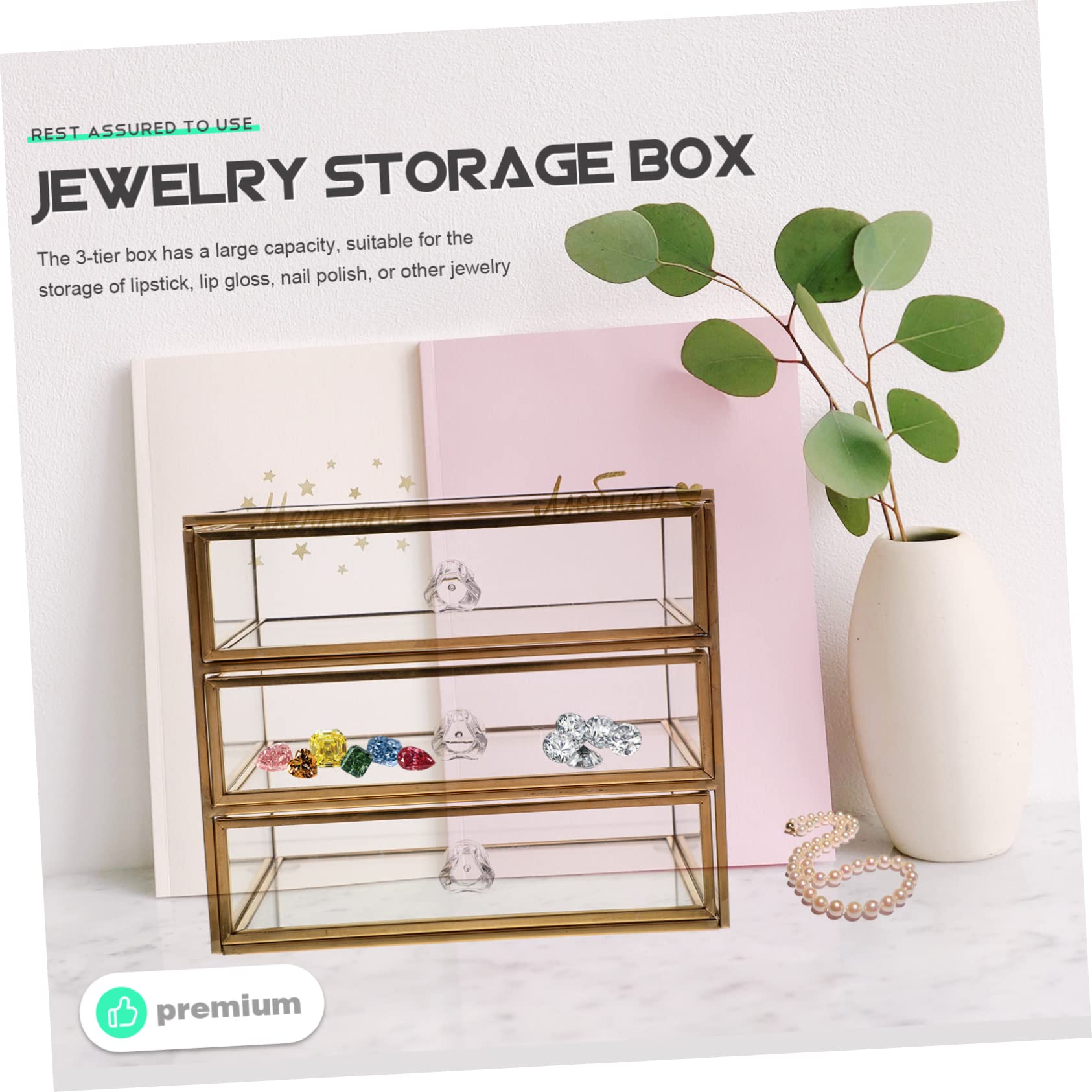 Organizer Biurko z Szufladami Przezroczysty Pojemnik Biżuterię i Kosmetyki Wielowarstwowy Elegancki Design Idealny Do Sypialni Lub Biura