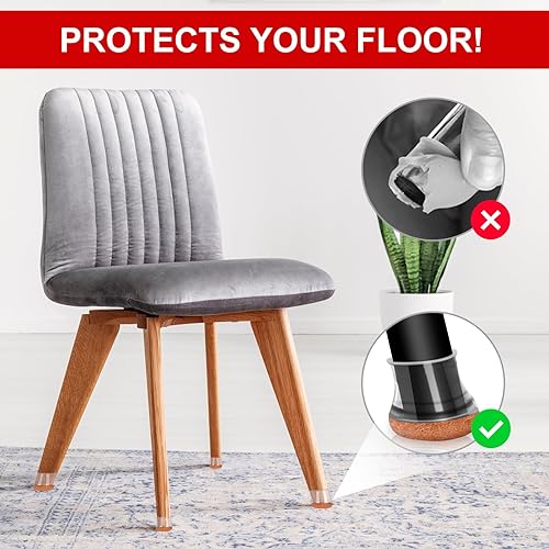 Miniatura 7 de 16 protectores de suelo para patas de silla con parte inferior de fieltro envuelta, fundas de silicona para patas de silla, protectores de patas de