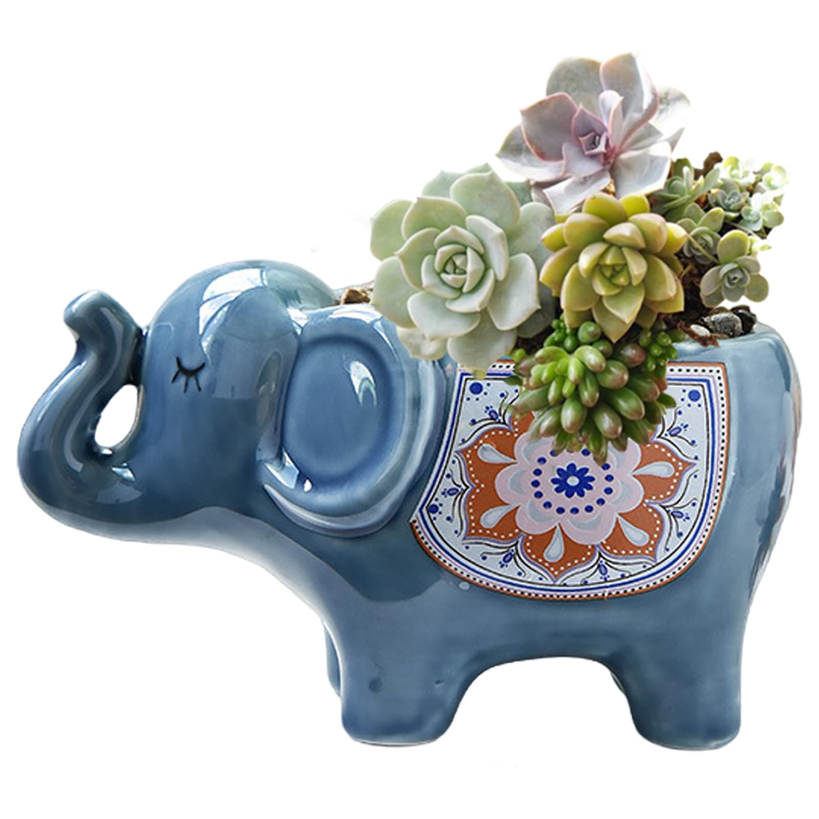 Hintyne Ceramic Planter Pot Succulent Pots, 5.11 Inch Cute Elephant Shaped Ceramic Small Succulent Pots, Planter Pot/Flower/Bonsai for Home Garden