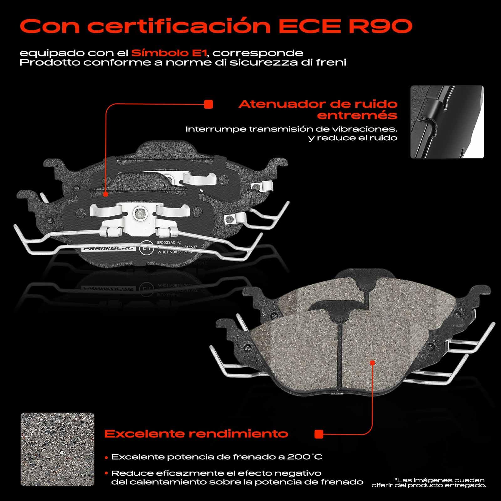 Frankberg 2 discos de freno 4 pastillas de freno | Compatible con: Astra G Classic T98, Caravana Astra G T98, Caravana clásica Astra G F35, Astra MK IV (G) Cabriolet T98