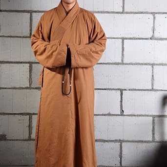 ZanYing Medieval Monk Costume Buddhist Cotton Robe Men Winter Loose Outfit