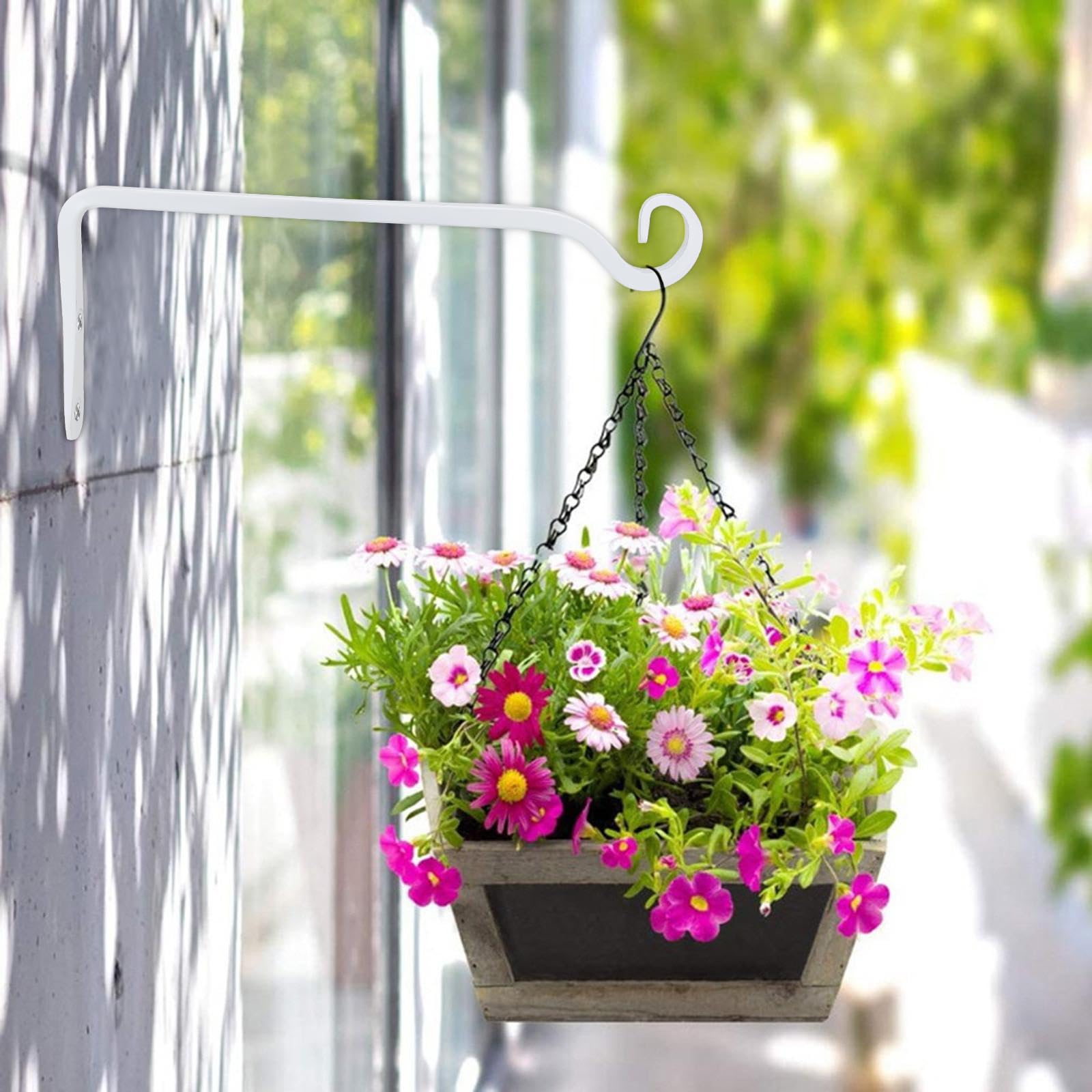 2 Pcs Gancho Para Macetas Pared 25cm Gancho Planta Colgante Blanco Gancho Faroles de Pared Gancho Colgador Para Macetas Para Comedero para Pájaros Linterna Interiores Exteriores, 44bls/20kg