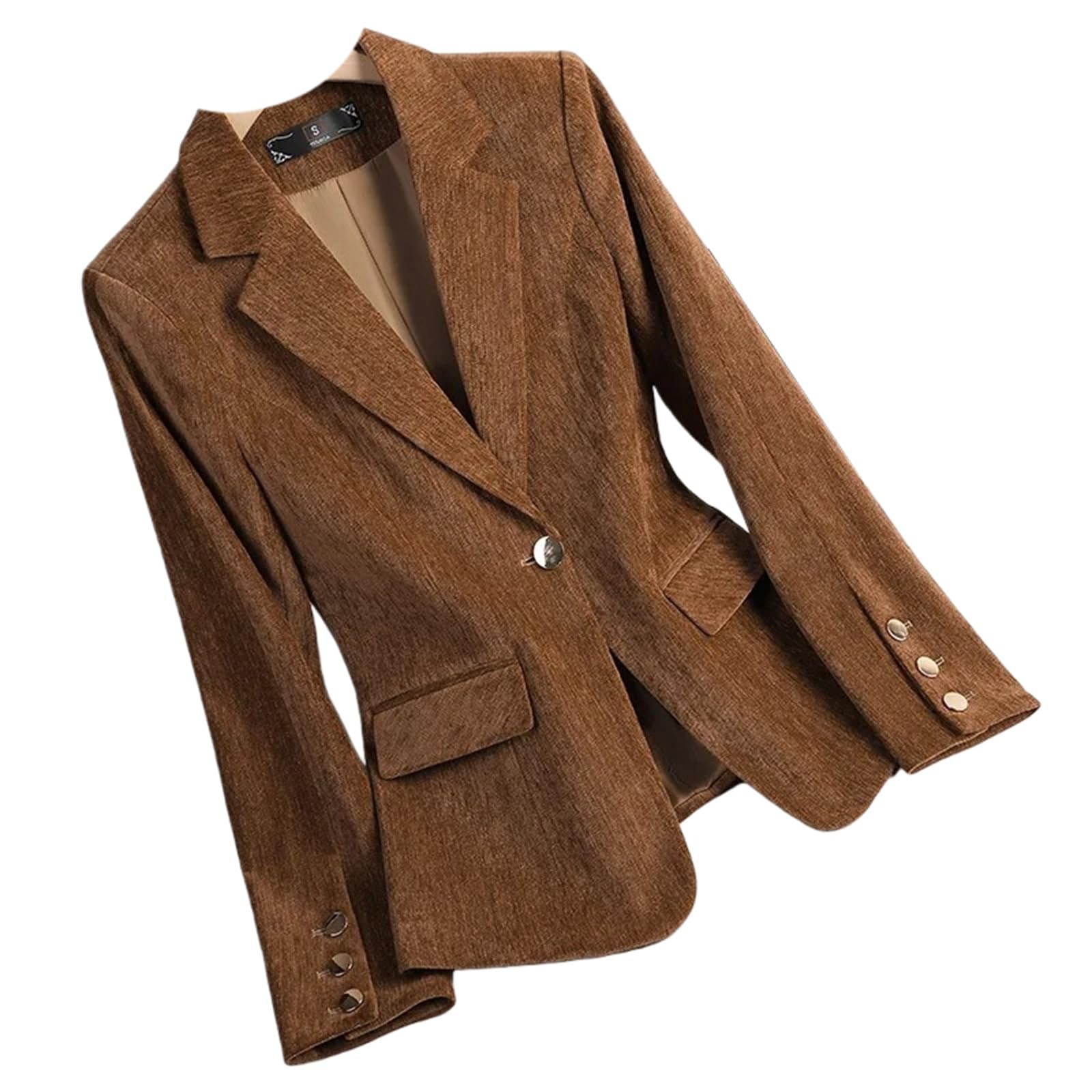 Women Autumn Winter Velvet Blazer Casual Office Business Work Suits Jacket Coat Outerwear