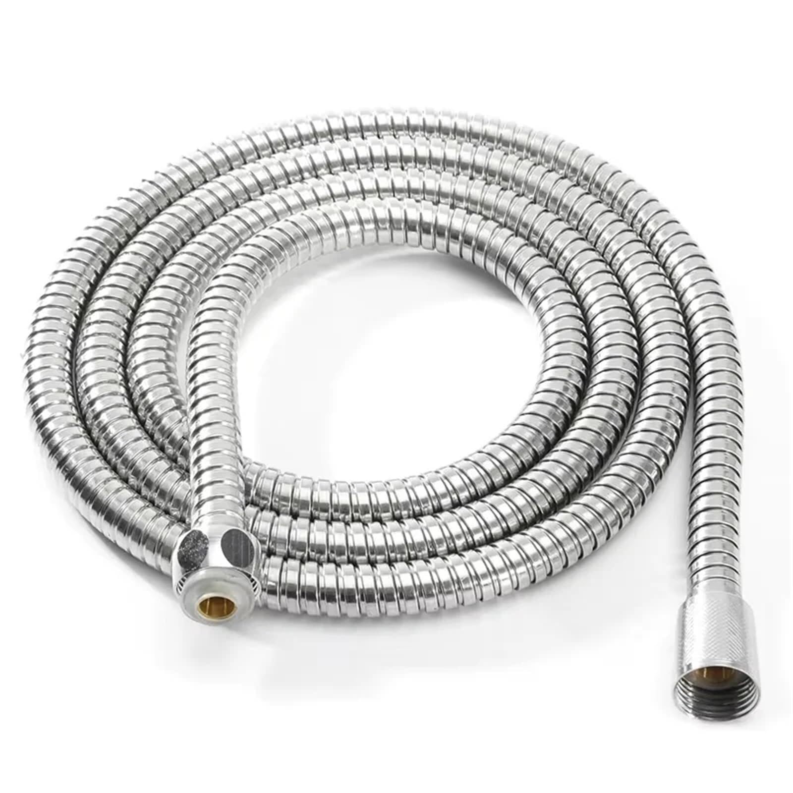 Shower Hose Shower Hose 1.5/2M Black/Silver Flexible Stainless Steel Long Bathroom Pipe Extension Accessories(Silver 2M)