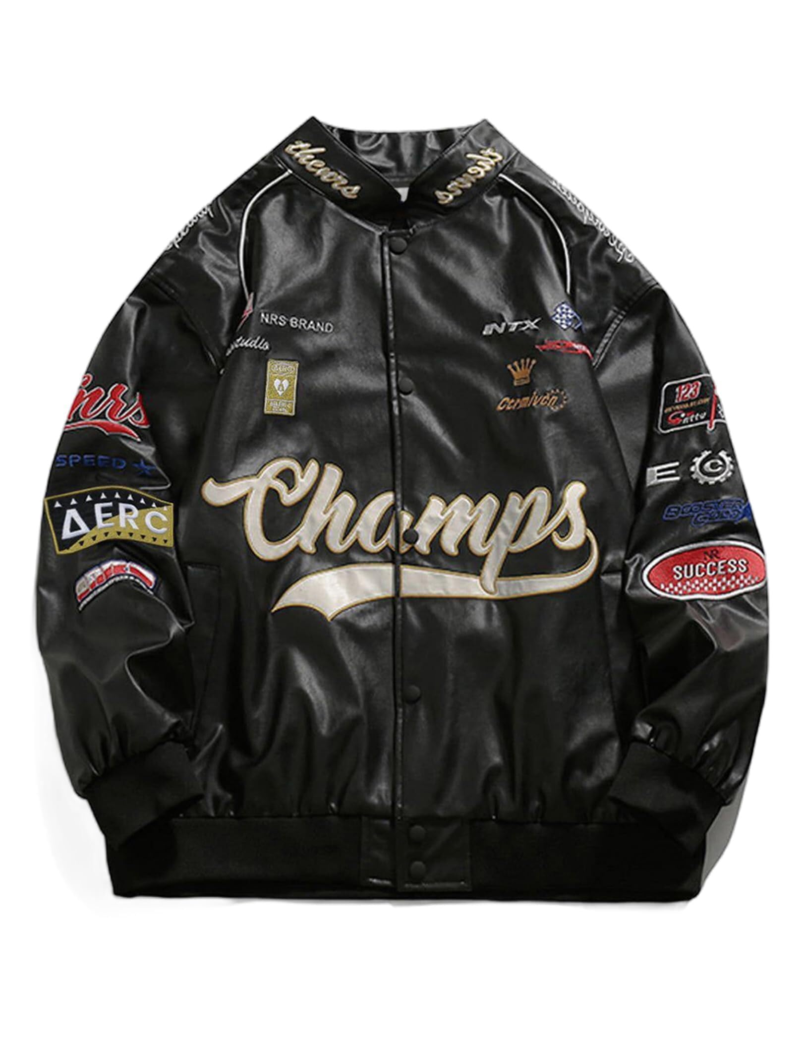 Aelfric Eden Faux Leather Racing Jacket Oversized Motorcycle Biker Racer Jackets Streetwear Unisex