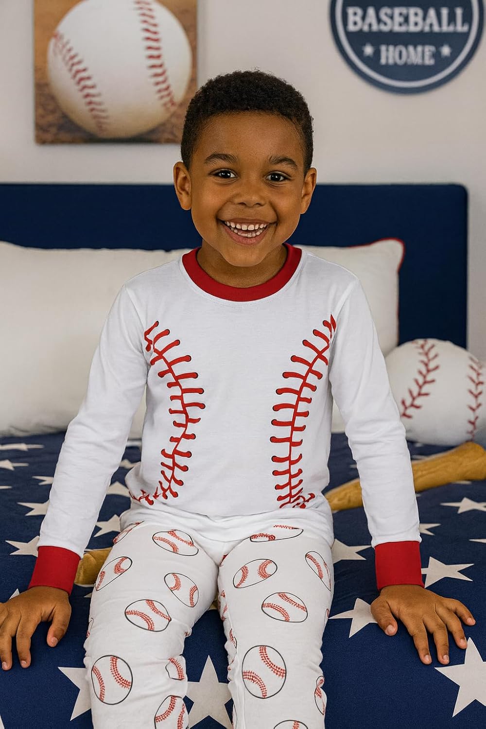 A&J DESIGN Cotton Sports Pjs for 2-14 Years Kids, 2-Piece Pajamas Set - Image 2