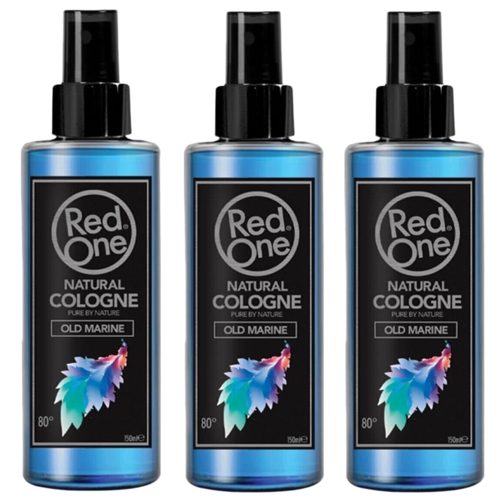RedOne Aftershave Natural Barber Cologne Old Marine 3x150ml | Fresh Aquatic Scent | Long Lasting Fragrance for Men | Premium Barber Aftershave Cologne Spray | 3 PCS