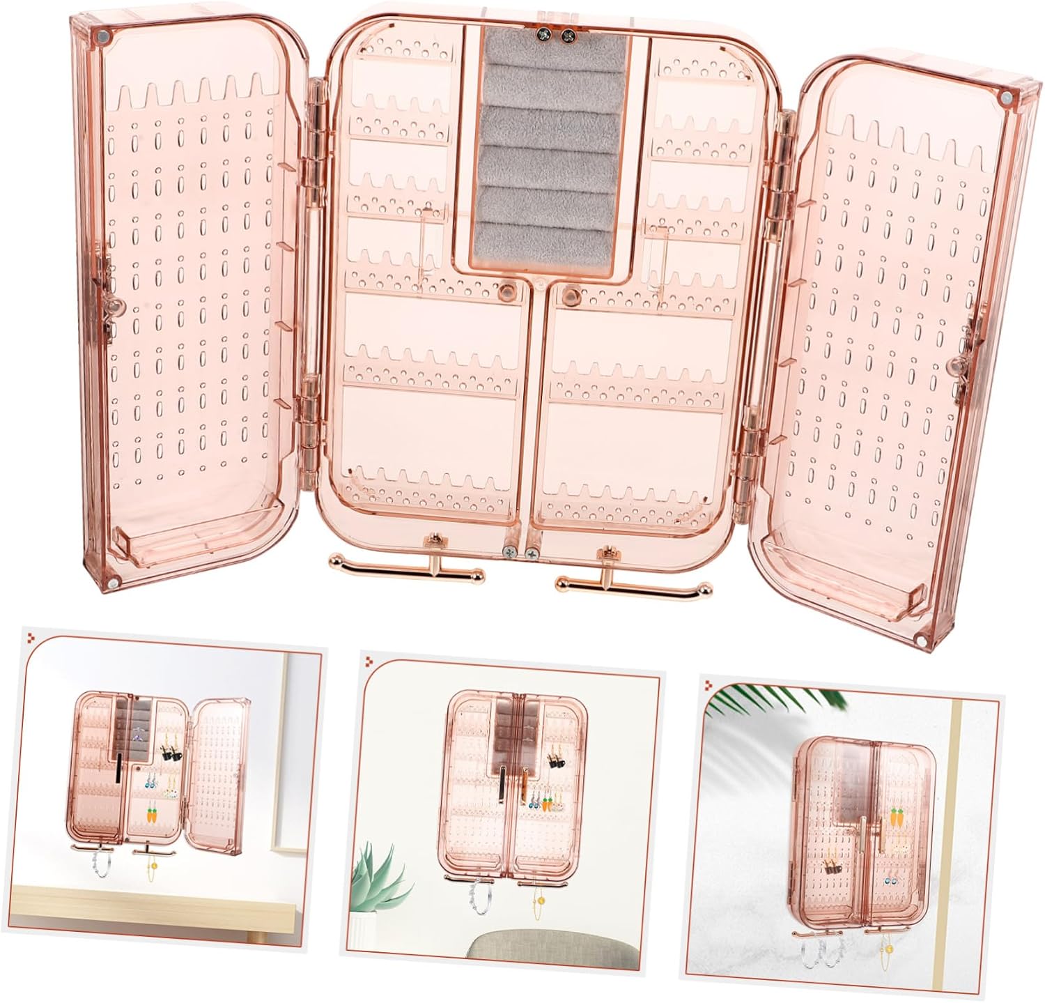 Xmas Wall Mount Jewelry Organizer with Multi-grids PET Earring Rack image 4