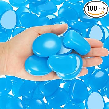 Landical 100 Pcs Large Glow in The Dark Rocks Pebbles Outdoor Fish Tank Rocks Aquarium Gravel Luminous Stones for Walkway Succulent Plant Halloween Decor Dark Blue,1.8 Inch