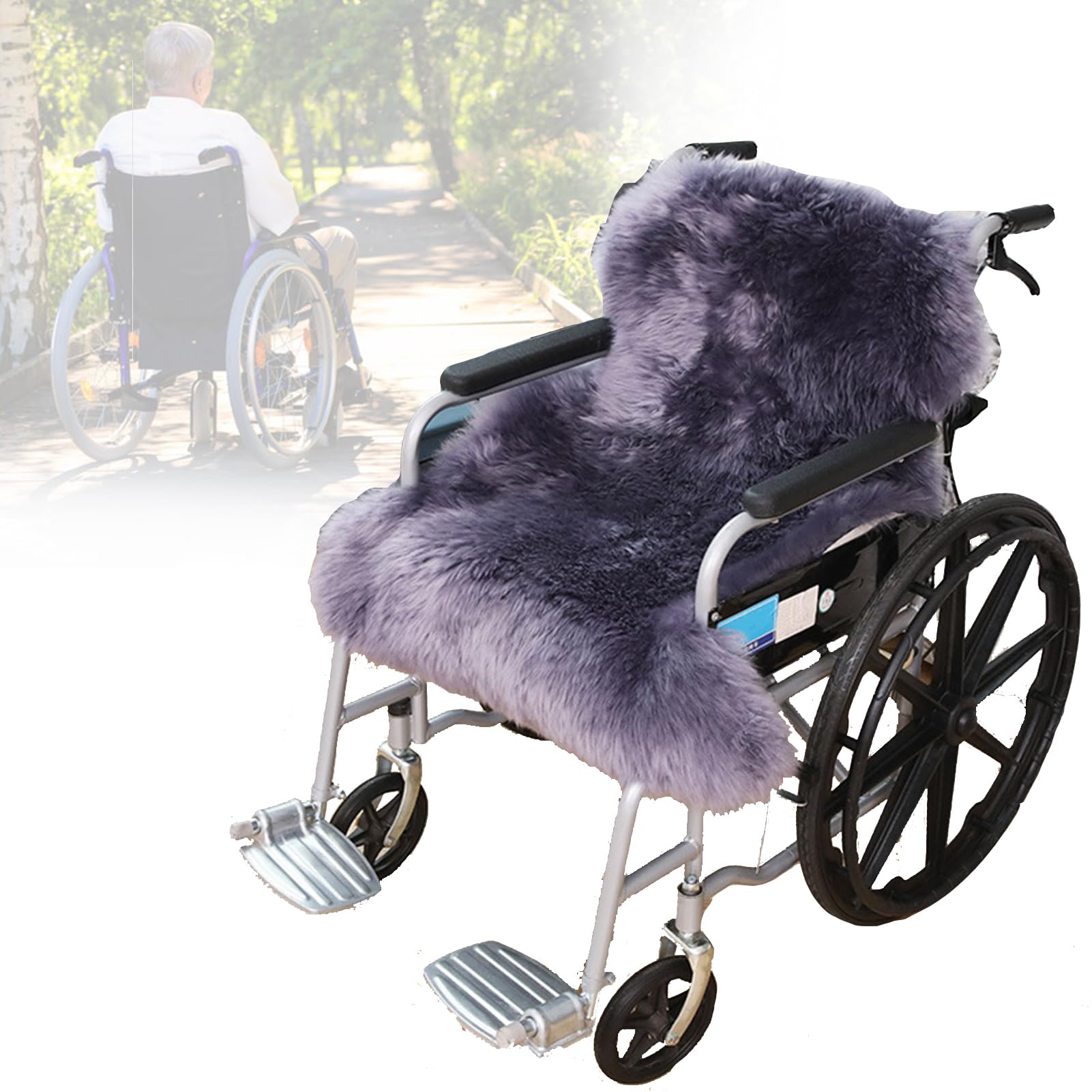 Almohadilla de asiento para silla de ruedas, cojín de piel de oveja médica auténtica para mayor comodidad y apoyo, ideal para sillas de ruedas, automóviles y uso doméstico