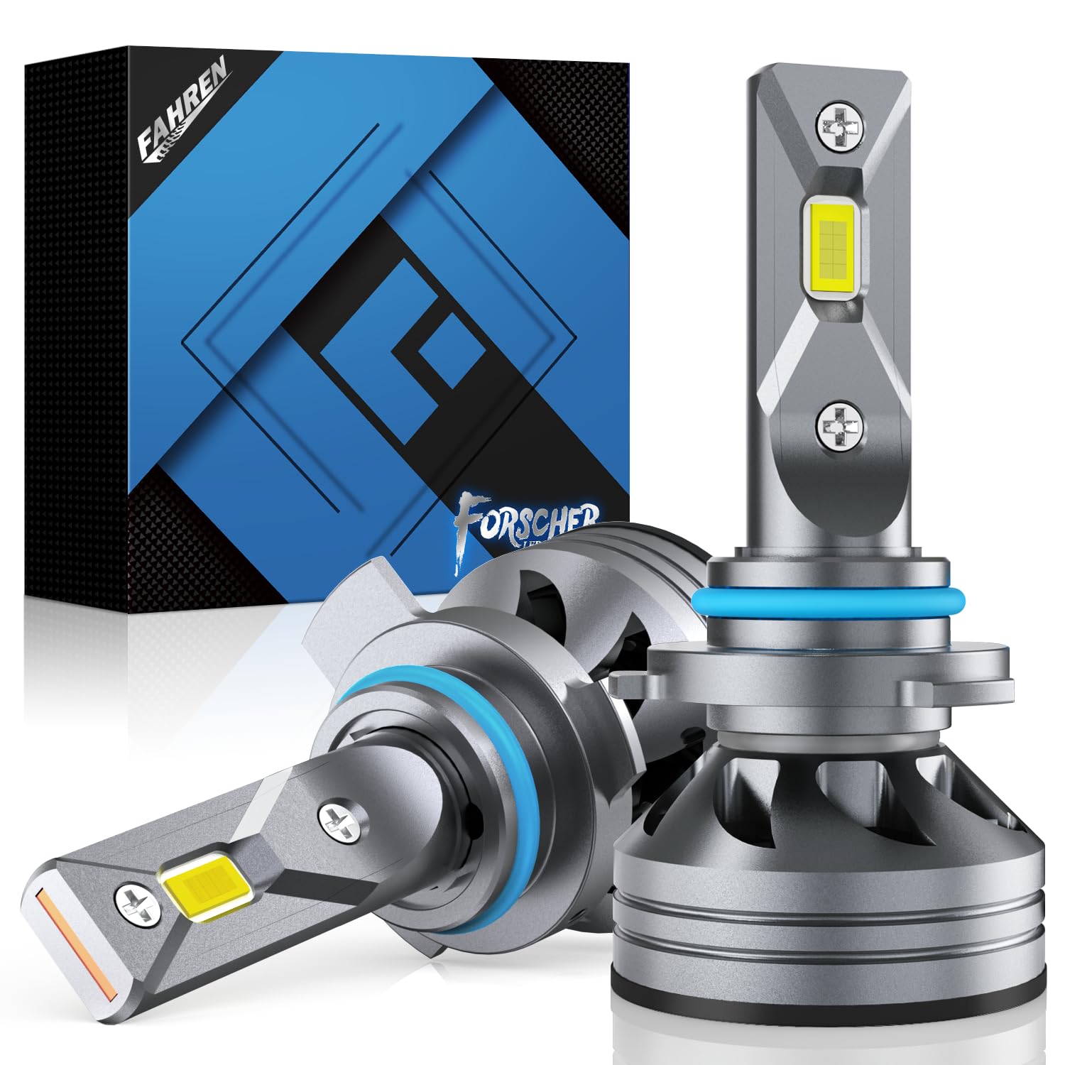 FahrenHB3 Light Bulb, 26000LM Brightness, 6500K Non-Polarity 9005 Fog Light Replacement, 60000Hrs Long Service Life with Cooling Fan, CANbus-Ready Plug and Play, IP68 Waterproof, Pack of 2