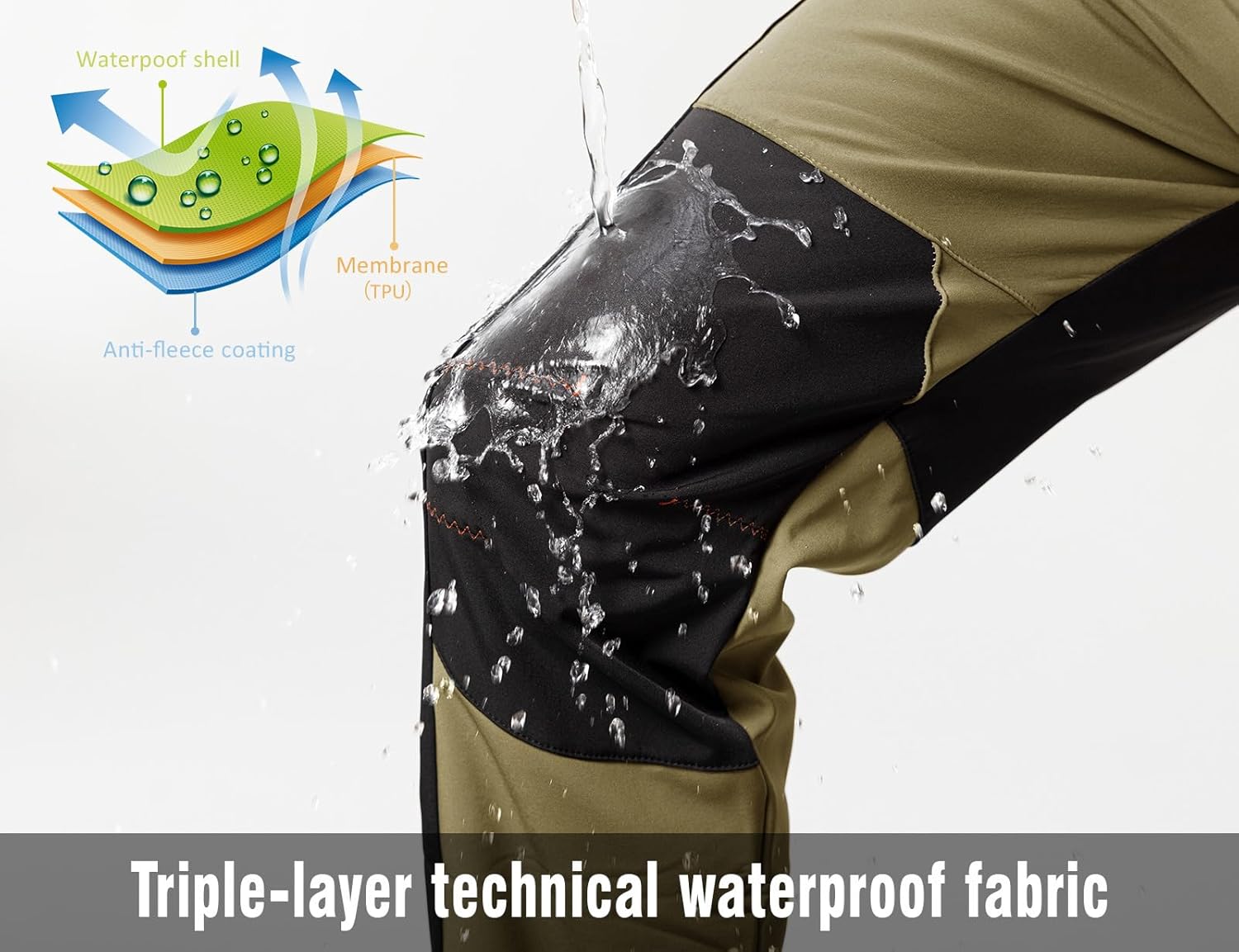 Rdruko Men's Snow Ski Pants Waterproof Insulated Winter Hiking Snowboard Fleece Lined Pants with Belt - Image 3