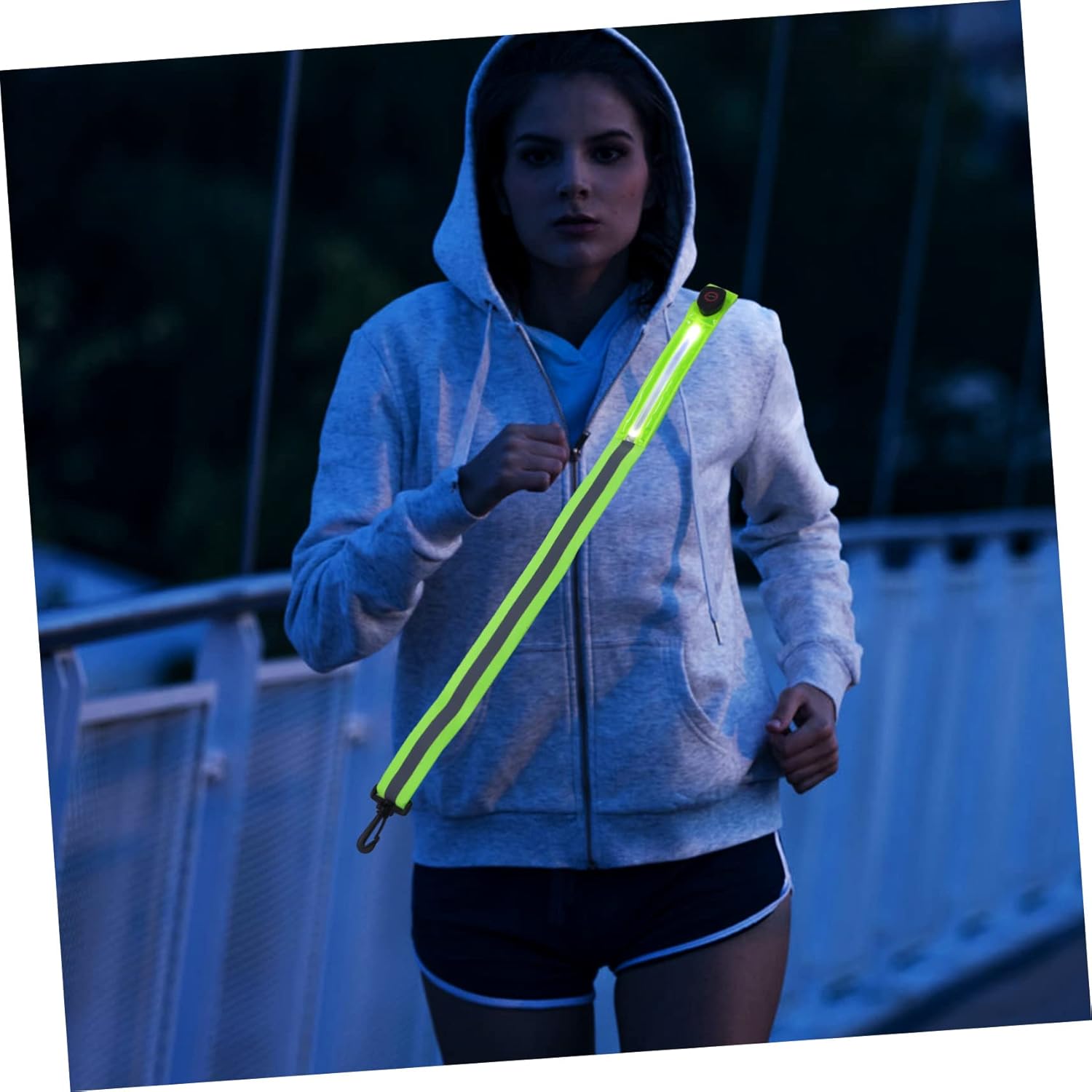 Adjustable Reflective Safety Belt with LED Light High Visibility Band for Night Running and Riding