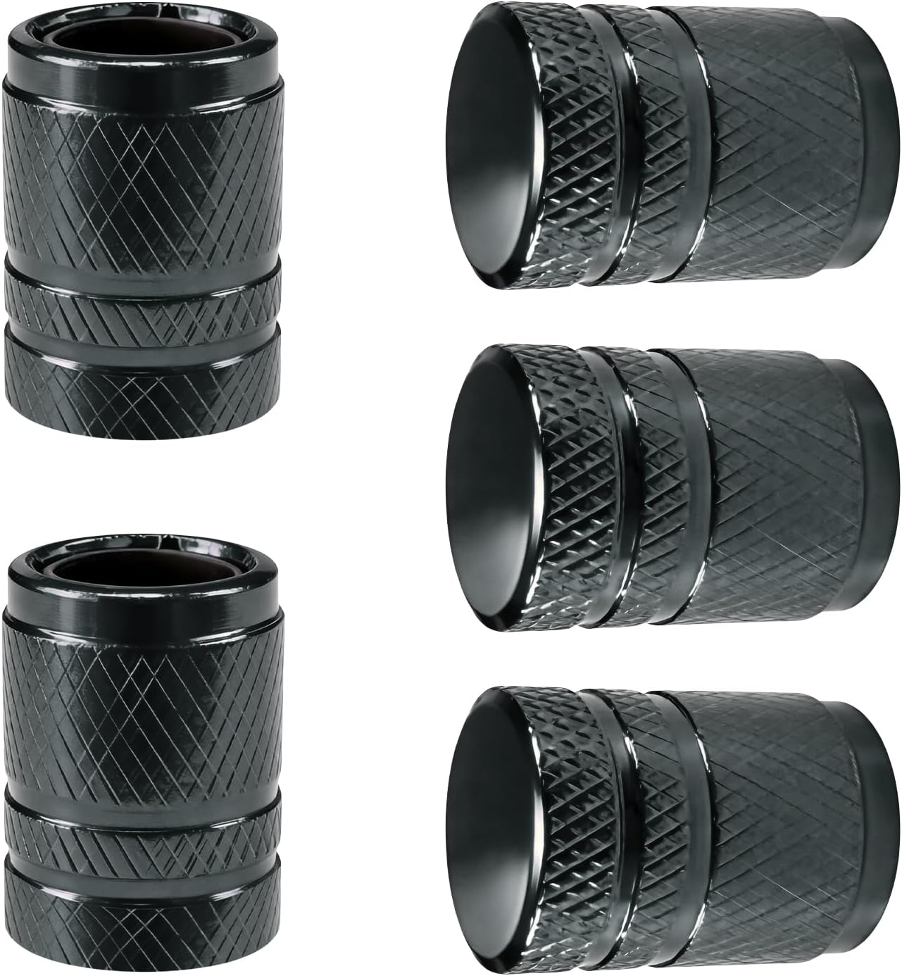 5 PCS Tire Valve Stem Caps, Corrosion Resistant Aluminum Alloy Auto Tire Valve Stem Covers, Leak-Proof Wheel Valves Covers for Sedans SUVs Trucks Motorcycles, Car Accessories (Gray)