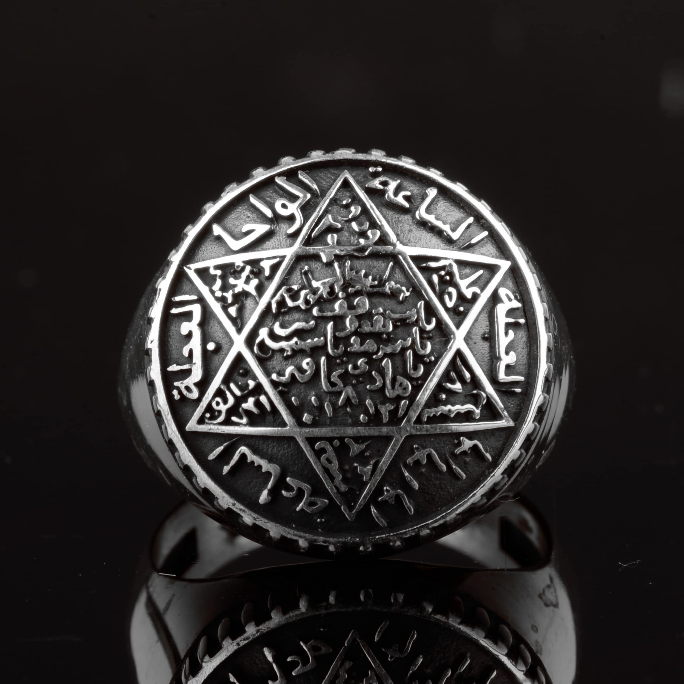 Anillo de plata de ley 925 para hombre, anillo con sello de Salomón, envío exprés gratuito, Plata de ley, Sin piedras preciosas