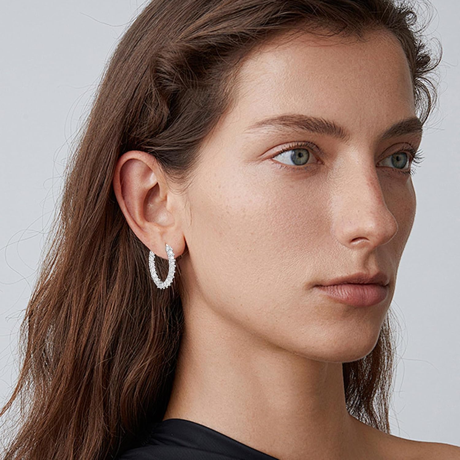 Moissanite Hoop Earrings for Women - 925 Sterling Silver Moissanite Earrings Hoop Earring Piercing Latch Back Real Moissan Hypoallergenic Jewelry Gifts - Image 4