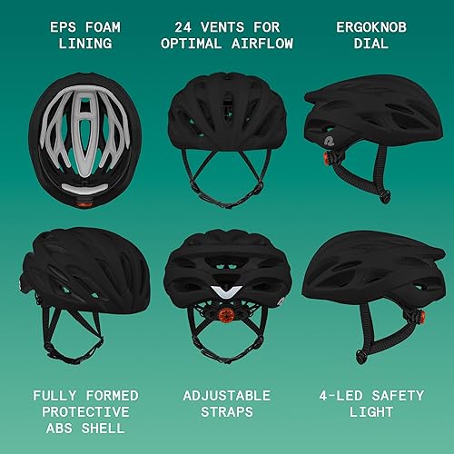 Miniatura 2 de Retrospec Silas - Casco de bicicleta para adultos con luz para hombres y mujeres, ligero, cómodo