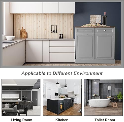 Miniatura 6 de UEV - Gabinete doble de cocina para basura, dos gabinetes de basura inclinables con cajones sólidos, mueble independiente para cocina, contenedor de