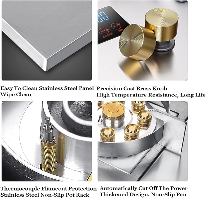 Estufa Portátil a Gas 2 Quemadores, Negro Vidrio, De Piso miniatura 7