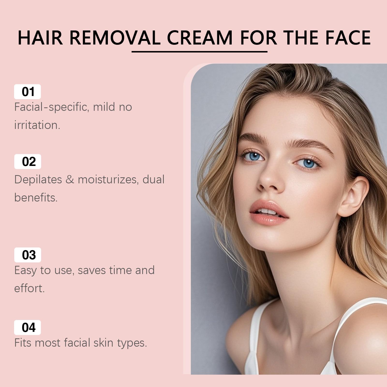 Crema depilatoria per il viso LuxevéRia 50 ml, crema depilatoria alla pesca, crema lenitiva per la cura depilatoria, trattamento per una pelle liscia per donne e uomini,3PCS