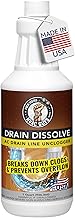 Drain Dissolve | AC Drain Line Cleaner & Unclogger | Heat-Activated Alkaline Gel Clears Hair, Grease, Gunk, 1 Quart (946.3 ml)