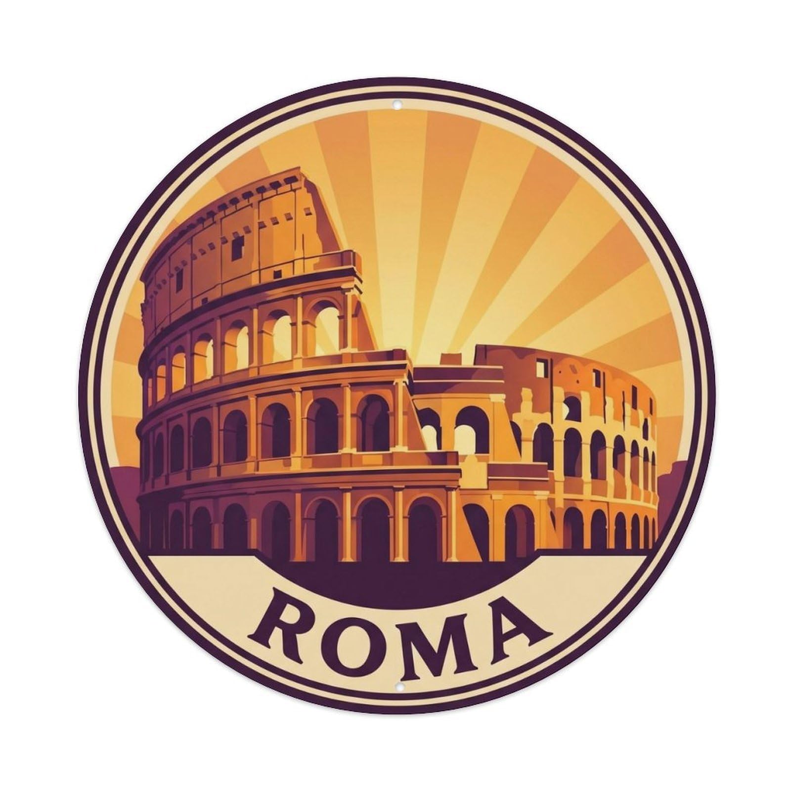 Vintage Travel Rome Colosseum Arena Metal Tin Sign Plaque