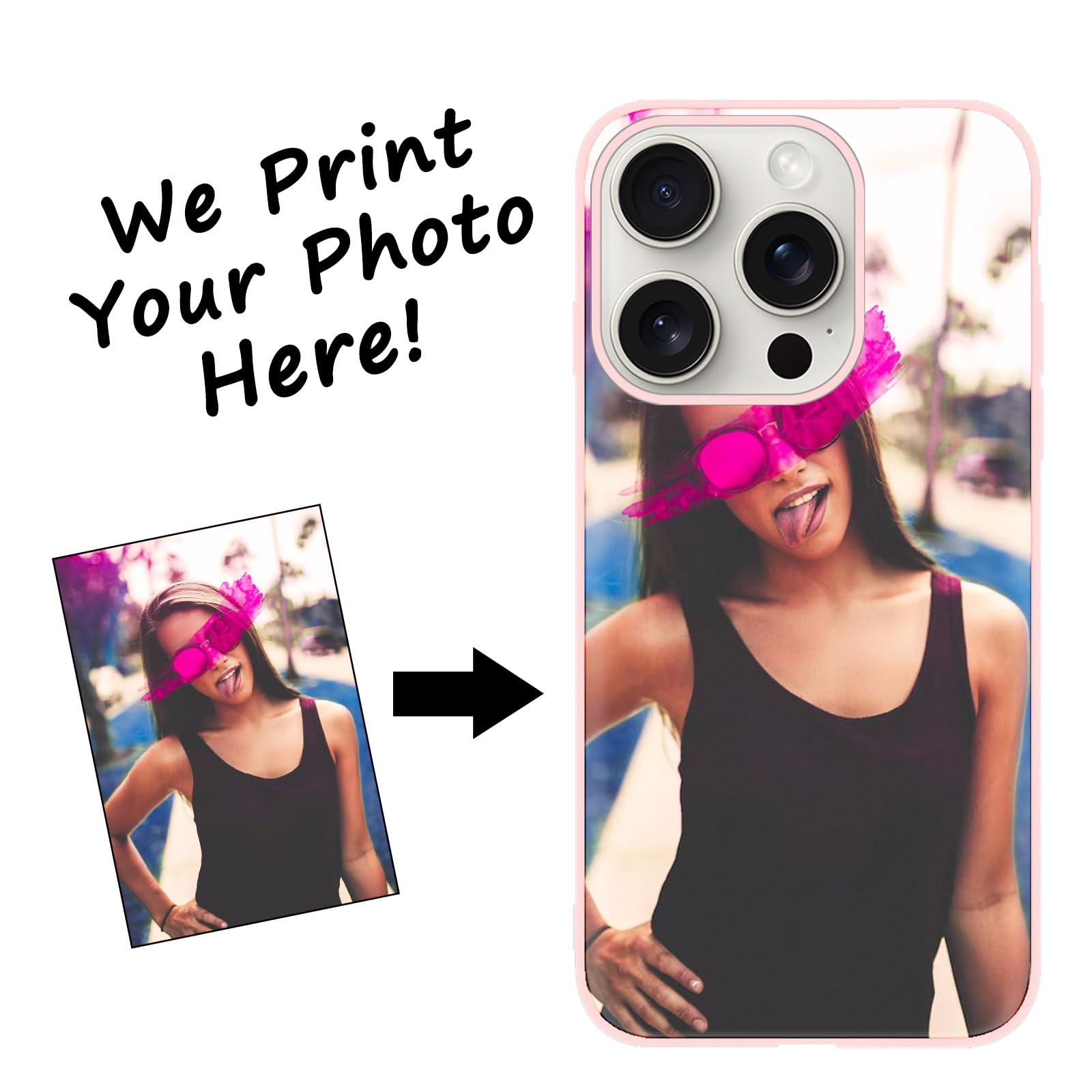 Yoedge Custom Cover Personalizzata Custodia per iPhone 16 Pro 6,3 con Foto Testi Disegni, Morbido TPU Silicone Personalizza Case con Immagine, Antiurto Personalizzabili Case per iPhone 16 Pro, Rosso