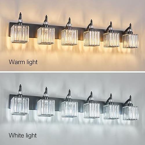 Miniatura 66 de Moderna lámpara de tocador de baño con 3 luces de cristal cromado sobre espejo para aplique de pared de baño Cromado,Oro,Negro Oro,Negro
