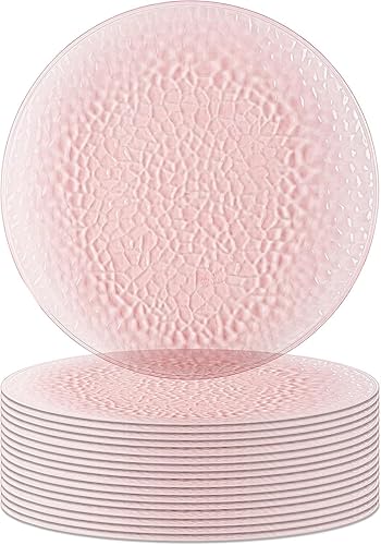 Party Bargains - Bajoplatos de 13 pulgadas (16 unidades) color rosa martillado, bajoplatos desechables y resistentes para cenas elegantes - Ideal