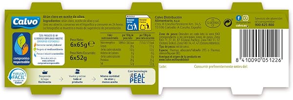 Calvo Atún Claro en Aceite de Oliva Pack6 x 65g - 2
