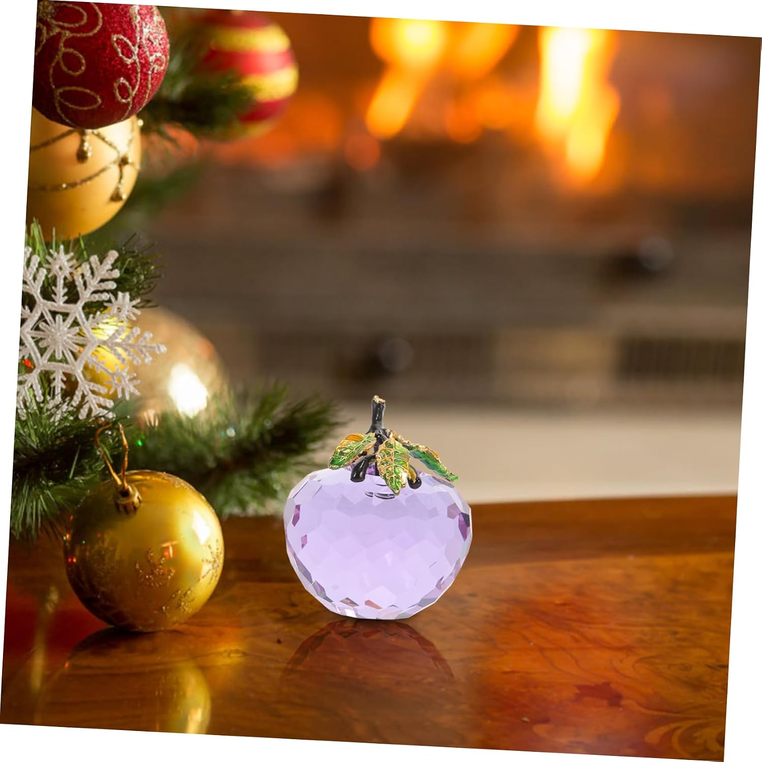 Crystal Faceted Ornament Purple Desktop Decor for Xmas Home Decoration Collectible Figurine for Peace and Luck Elegant Crystal Craft