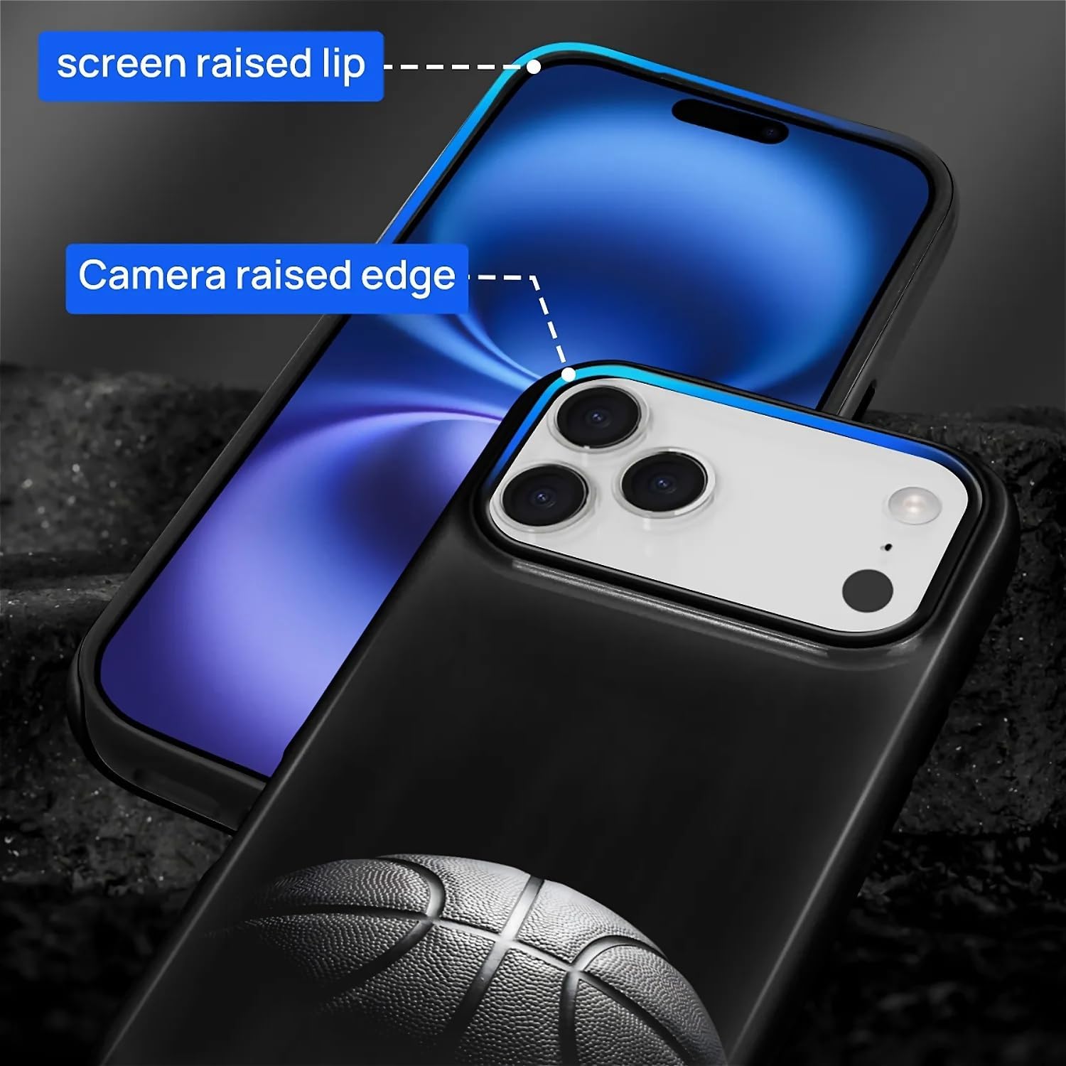 SmaMZ for iPhone 17 Pro Case, TL2 Basketball Shockproof Rugged Cover Dual Layer Soft TPU Hard PC Bumper Case Design for iPhone 17 Pro - Image 3