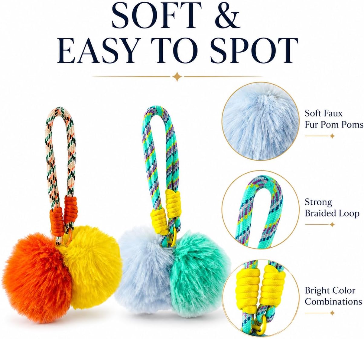 2 Sets Neon Pom Poms Luggage Identifiers for Suitcases