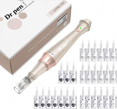 Dr Pen E30 Microneedling Pen Kit with 28 Cartridges 12 12-Pin, 10 36-Pin, 6 Nano-R   Wireless/Wired Beauty Device, 5 Speeds, Adjustable 0 2.5 mm, Single-Use Sterile Cartridges for Home & Salon Use