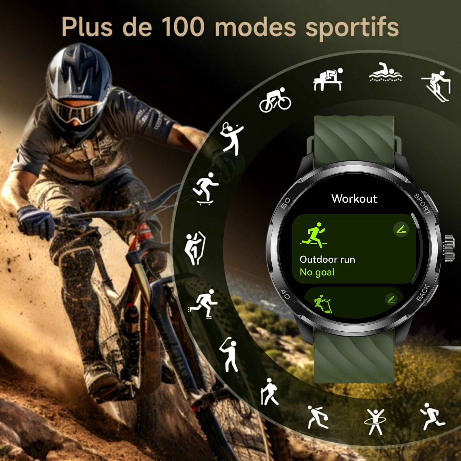 Ulefone Armor Watch Pro Montre Connectée Homme,Militaire Smartwatch Homme avec GPS/Boussole/ChatGPT/Appels Bluetooth, Fitness Montre Connecté avec Plus de 100 Modes Sportifs,Fréquence Cardiaque